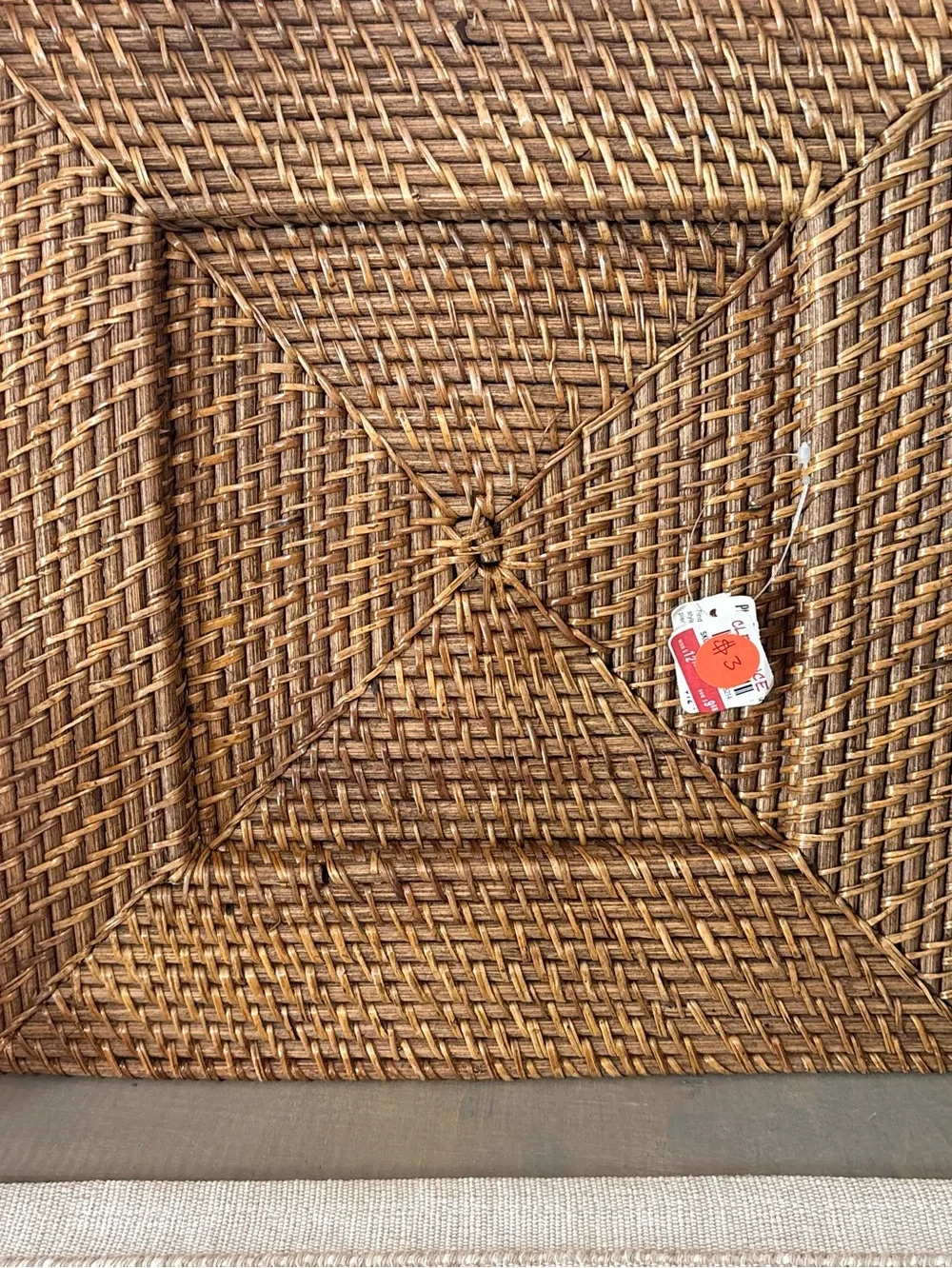 Pier 1 Square Woven Rattan Chargers Brown 12.5